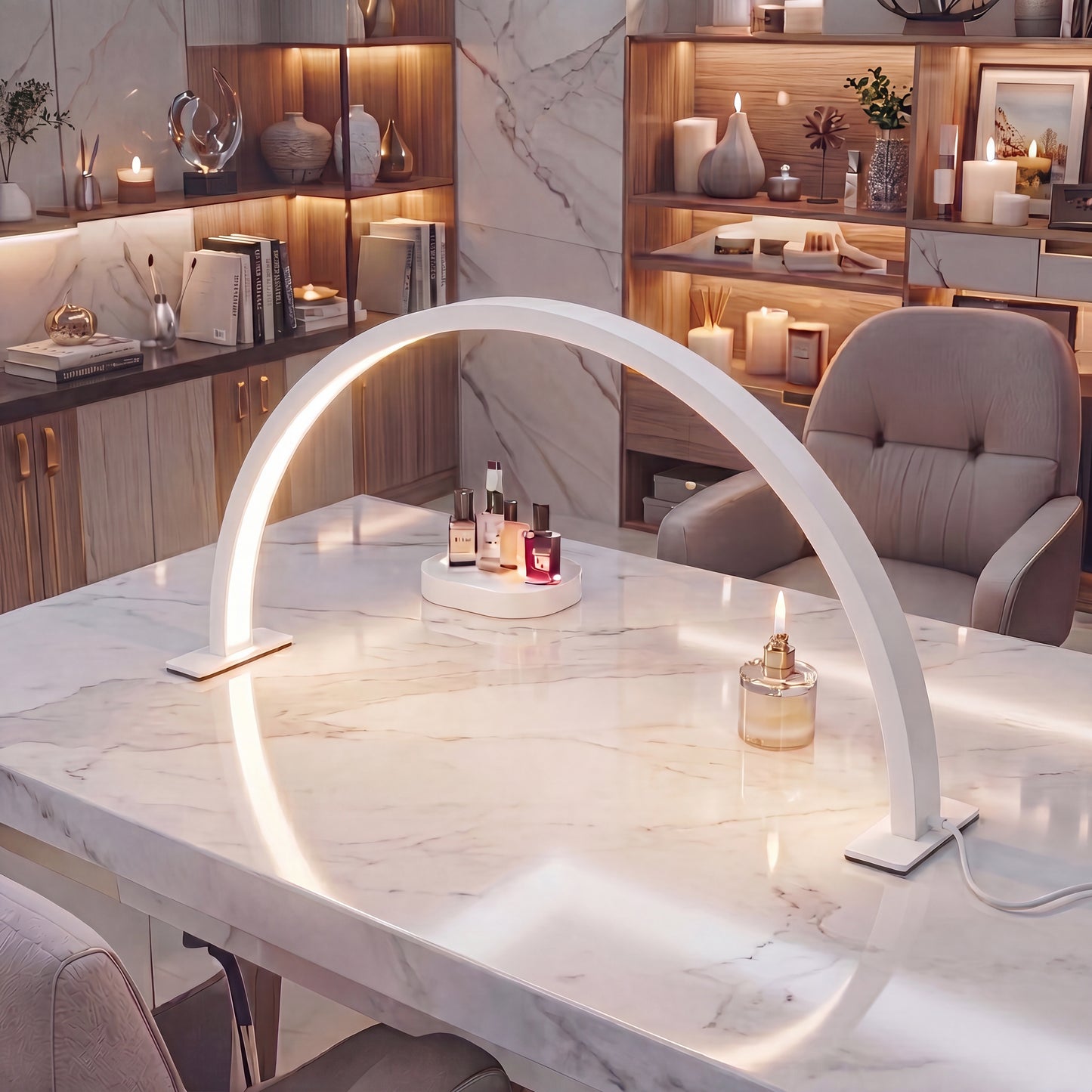 Half-Moon Nail Table Lamps
